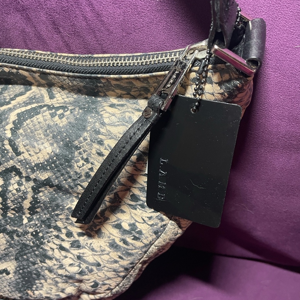 Sale 🔥 L.A.M.B. Snakeskin print Leather Hobo Bag. NWT 11x14" - Picture 7 of 10